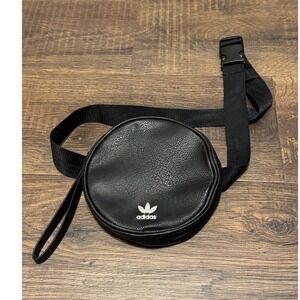 Adidas Round Waist Pack Belt Bag Black Trefoil Logo Festival Travel Purse‎